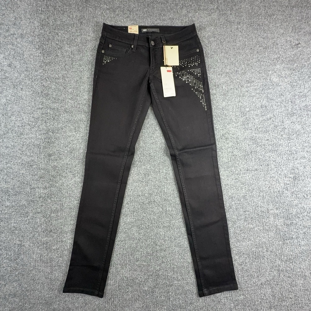 Levi's 524 Superlow Skinny Jeans Womens 8 Black Ultra Low Rise Stretch Denim